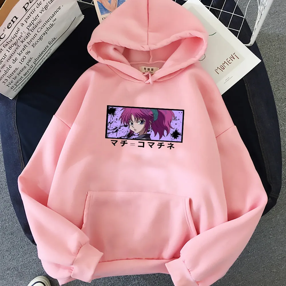 Kawaii Machi Komacine Anime Hunter X Hunter Print Hoodie Streetwear Pullovers Harajuku Oversize Hoodie