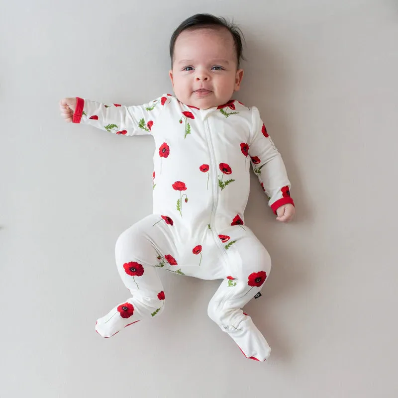 Kyte Baby - Zipper Footie - Cloud Poppies