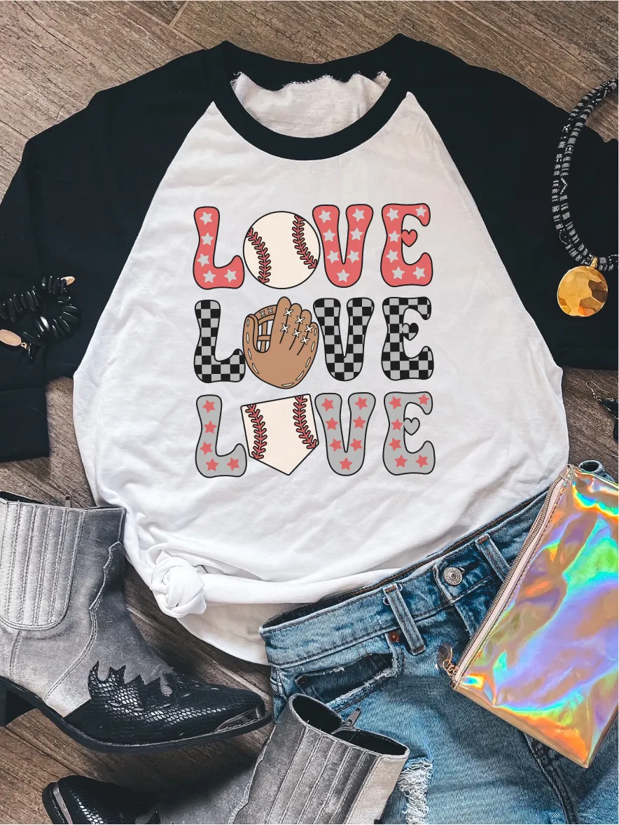 Love Baseball ~ Unisex T-shirts, Sweatshirts, Raglans and Tank Tops Relaxed Fit Printed In The USA