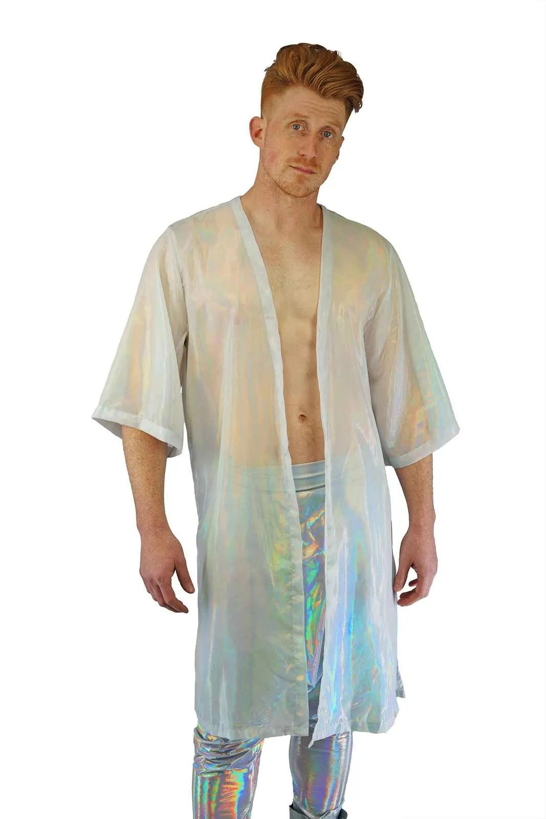 Mens Holographic White Kimono