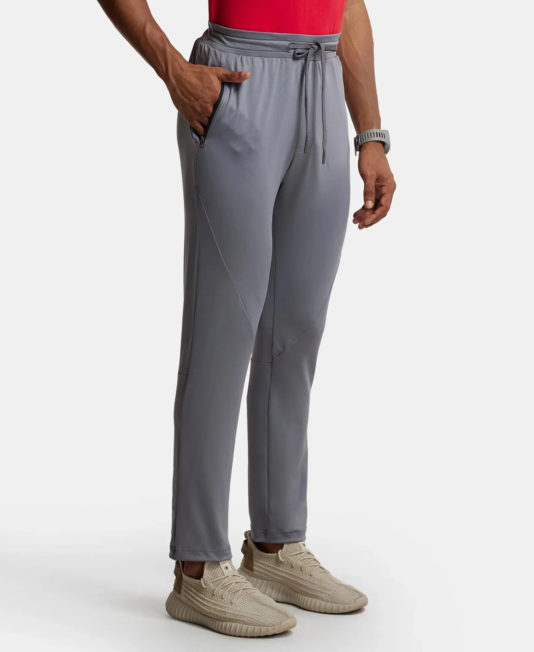 Microfiber Elastane Stretch Trackpant with Zipper Pockets and StayFresh Treatment - Quiet Shade