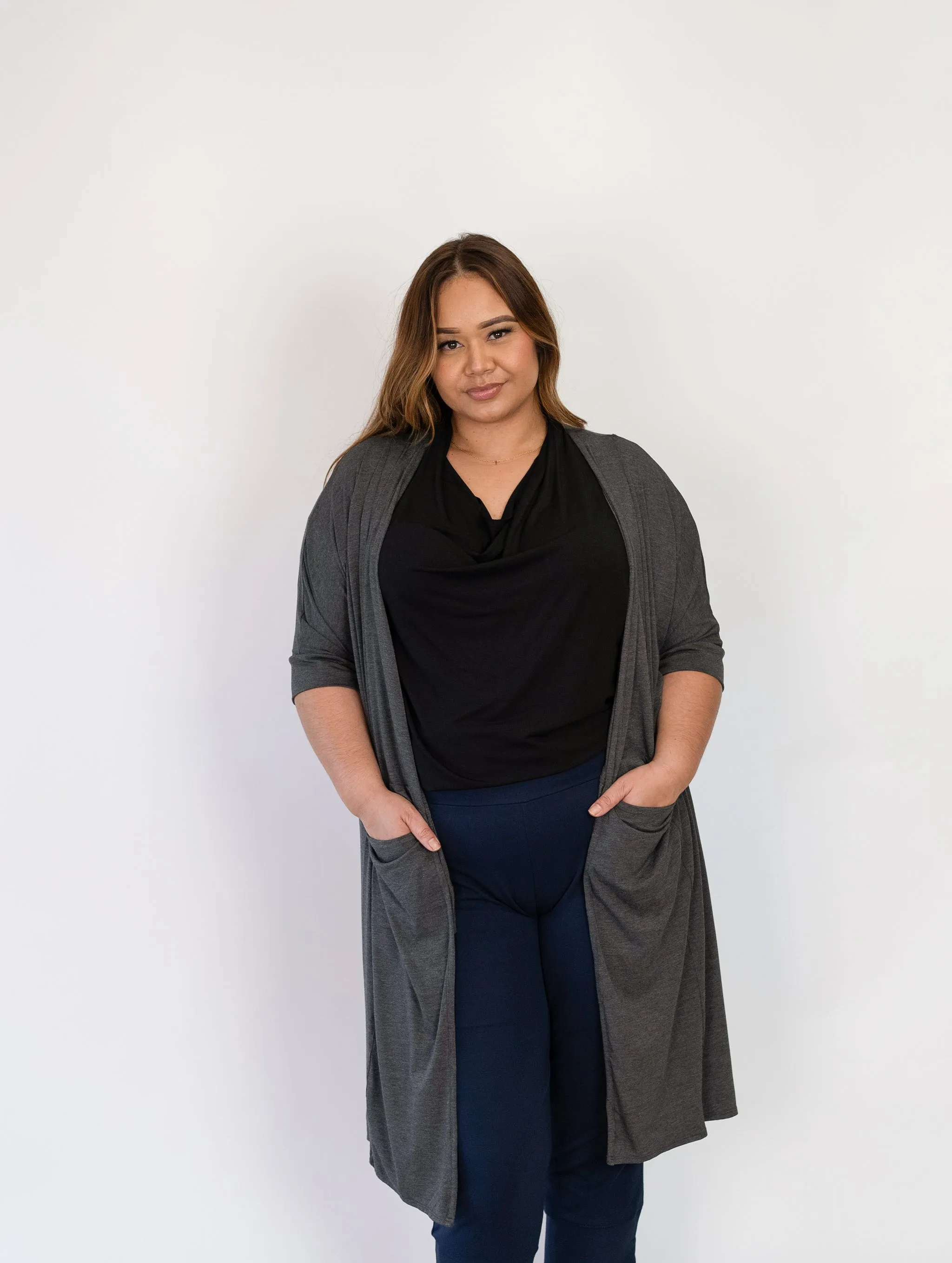 Milla Duster - Dark Charcoal Rayon Jersey