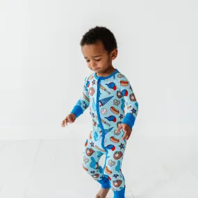 No Place Like Home Blue Baseball Convertible Footies