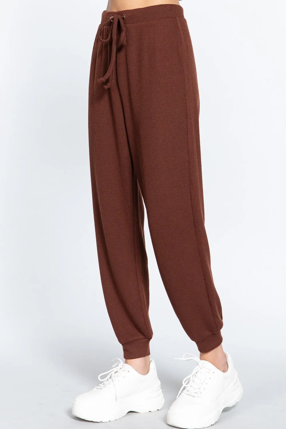 OAK BROWN WAIST STRING DETAIL HACCI JOGGERS