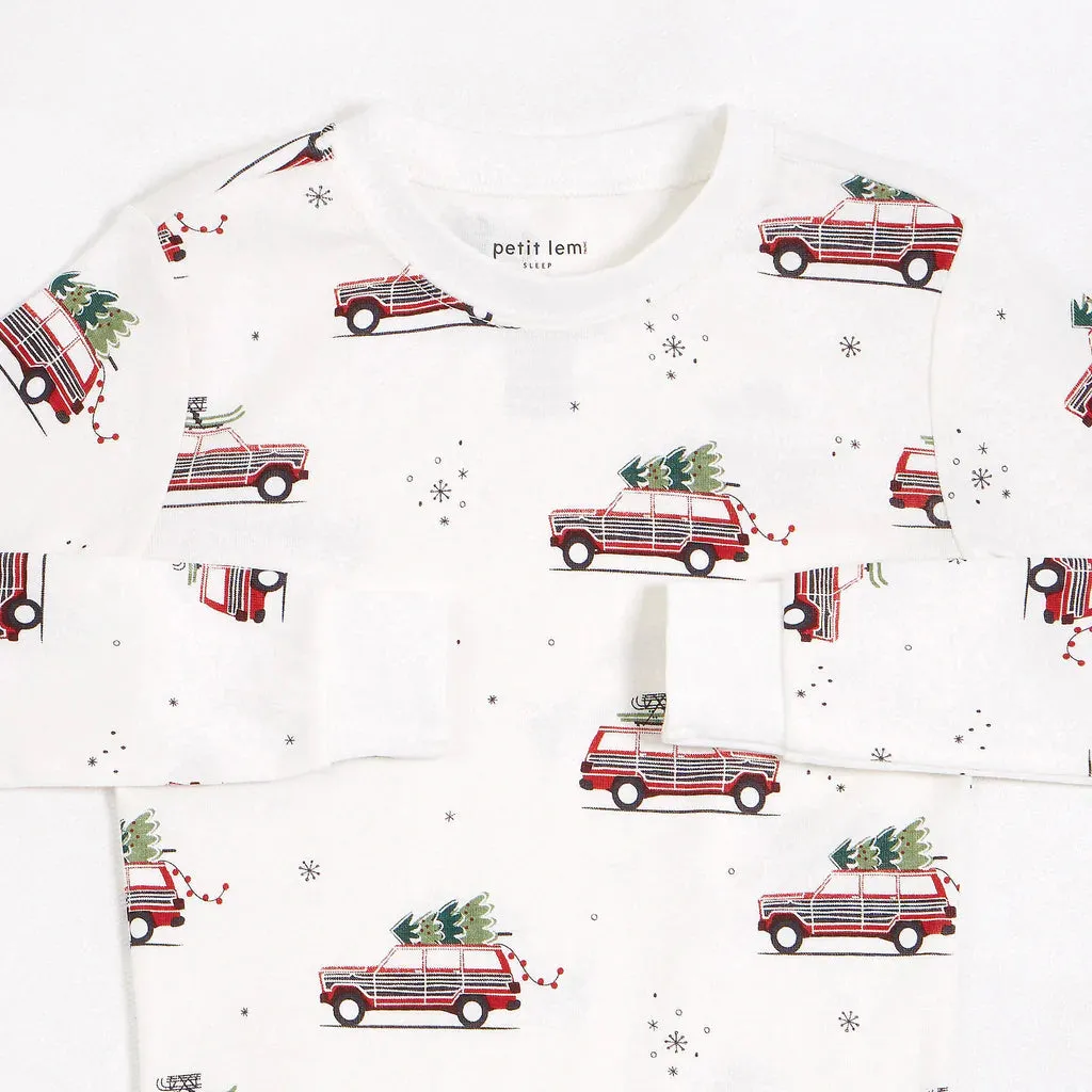 Petit Lem 2pc PJ Set w/Festive Print _Off-White 22HRS63424B