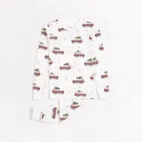 Petit Lem 2pc PJ Set w/Festive Print _Off-White 22HRS63424B