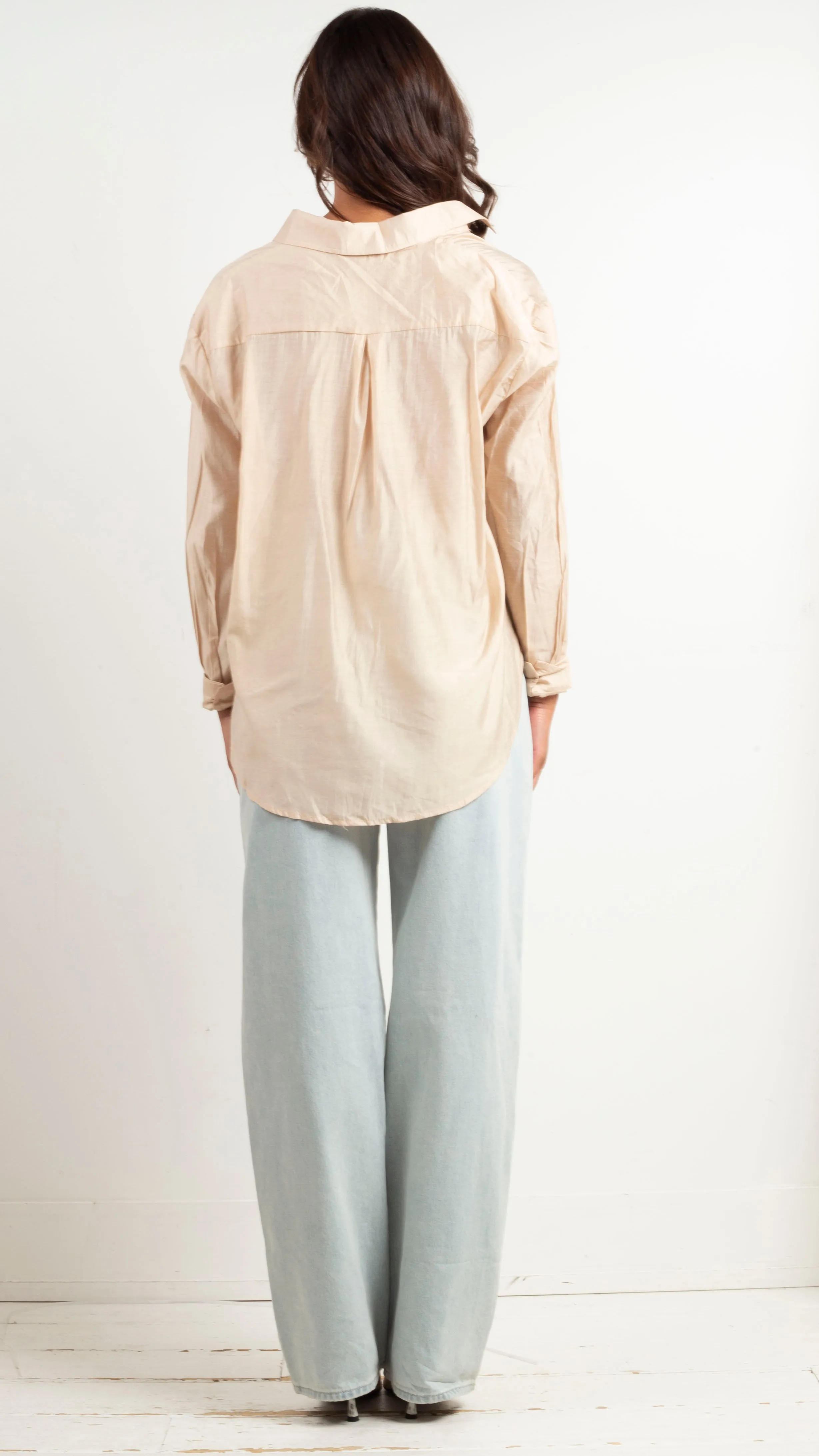 Pria Half Button Down - Beige