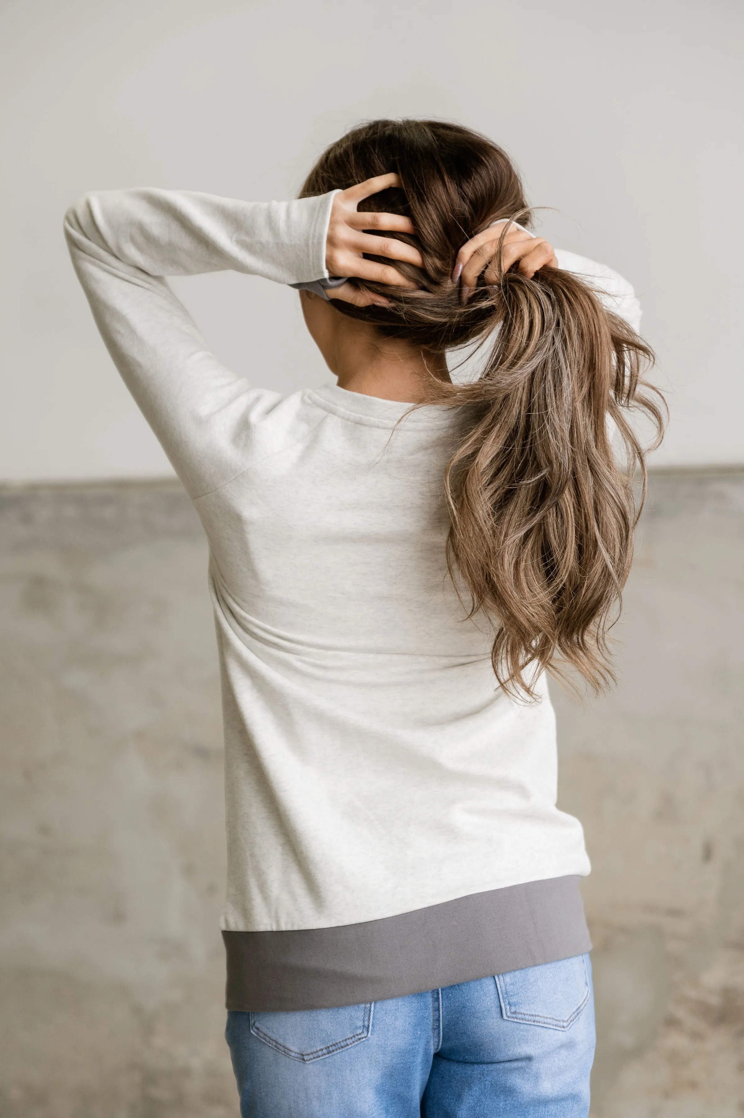 Pullover Sweatshirt - Oatmeal & Grey SideZip