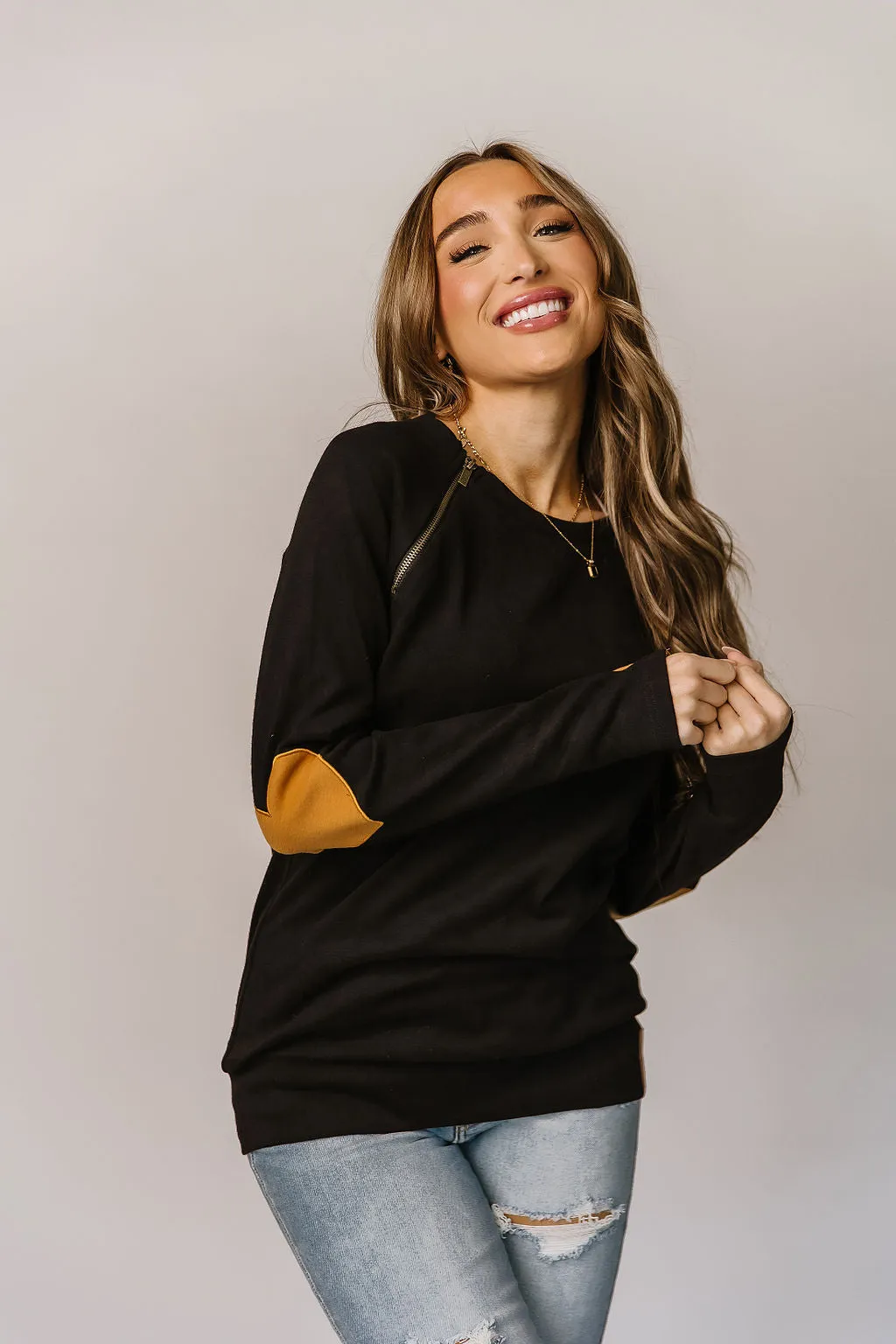 Sidezip Pullover Sweatshirt- Cross My Heart