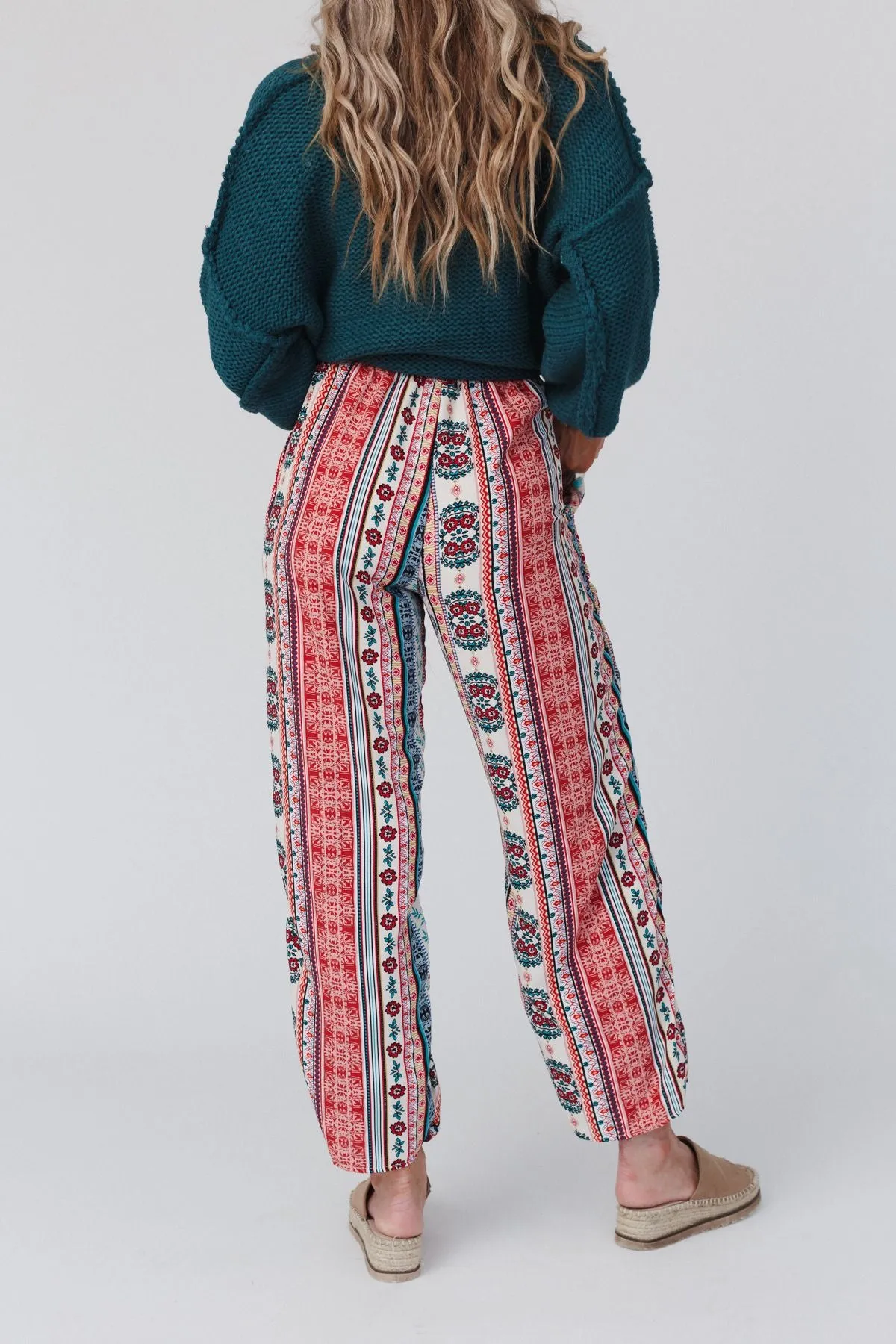 Staycation Wide Leg Drawstring Pant - Red Clay