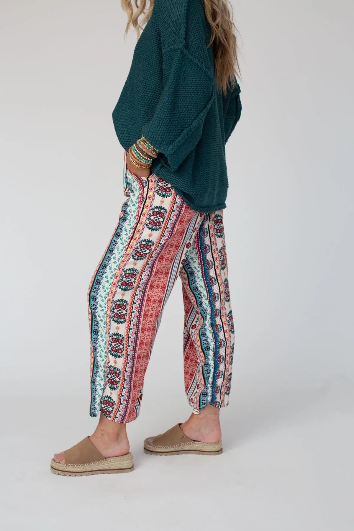 Staycation Wide Leg Drawstring Pant - Red Clay