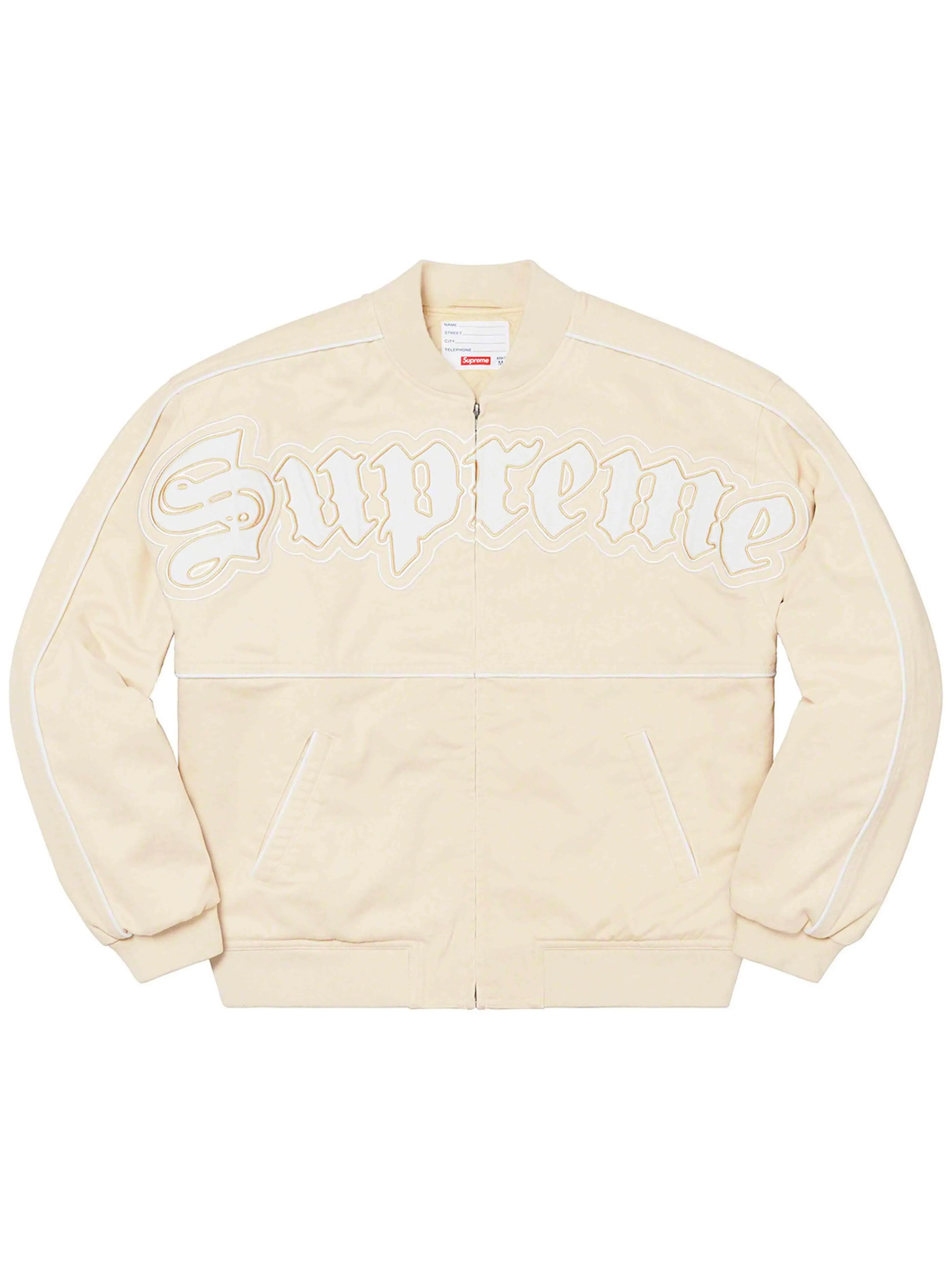 Supreme Twill Old English Varsity Jacket Tan [SS21]