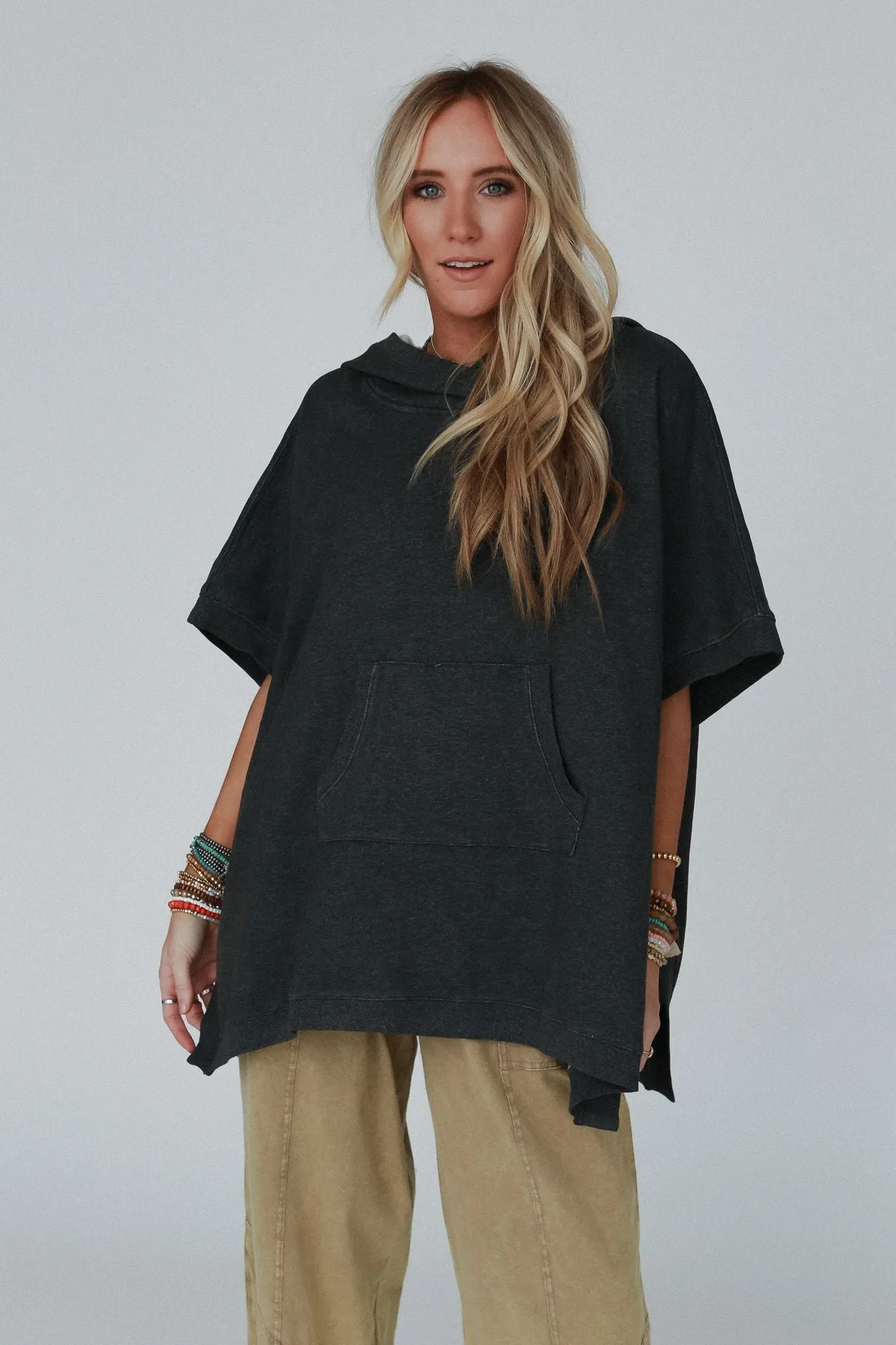 Takeaway Oversized Hoodie Top - Gray