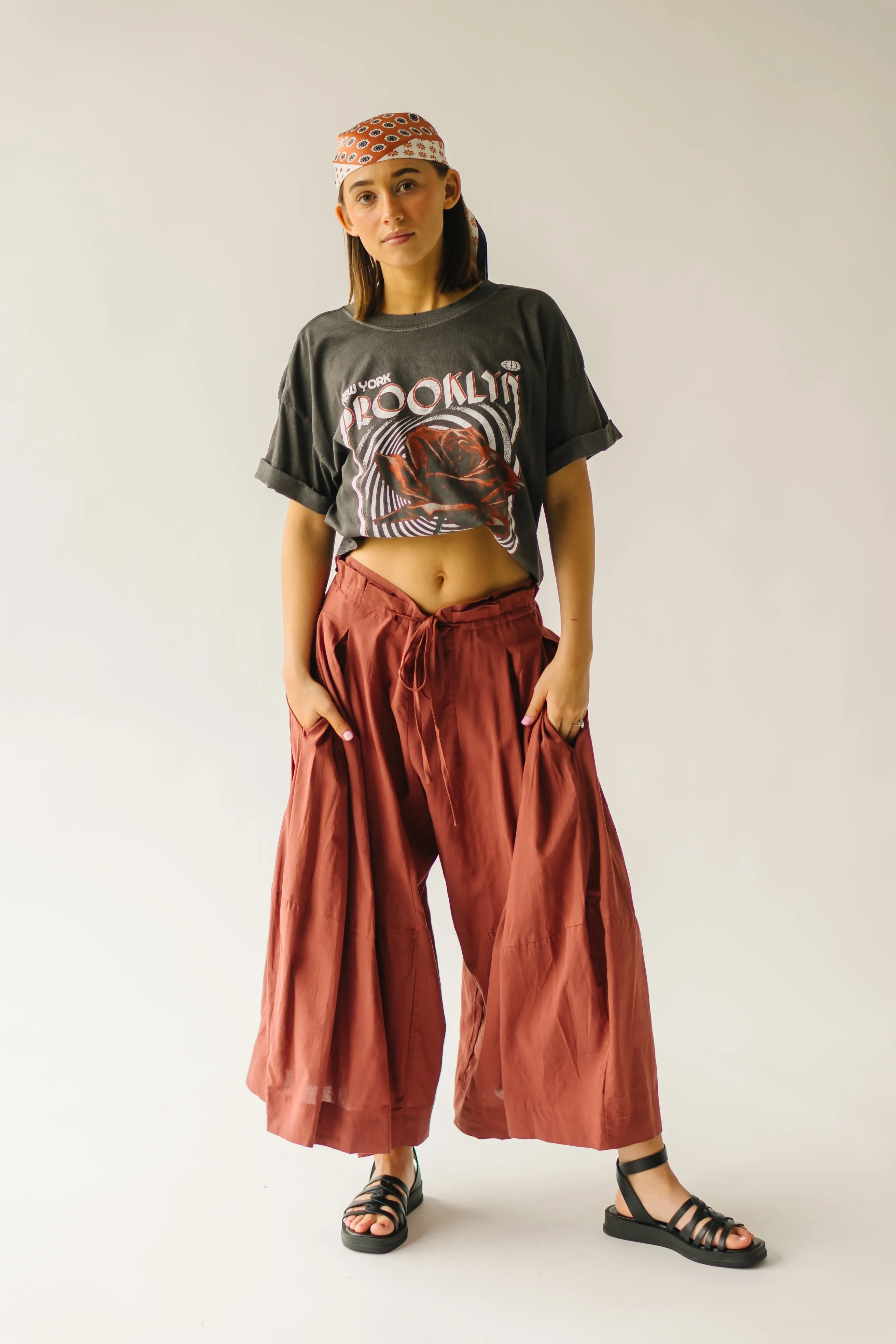 The Melhart Wide Leg Pant in Rust