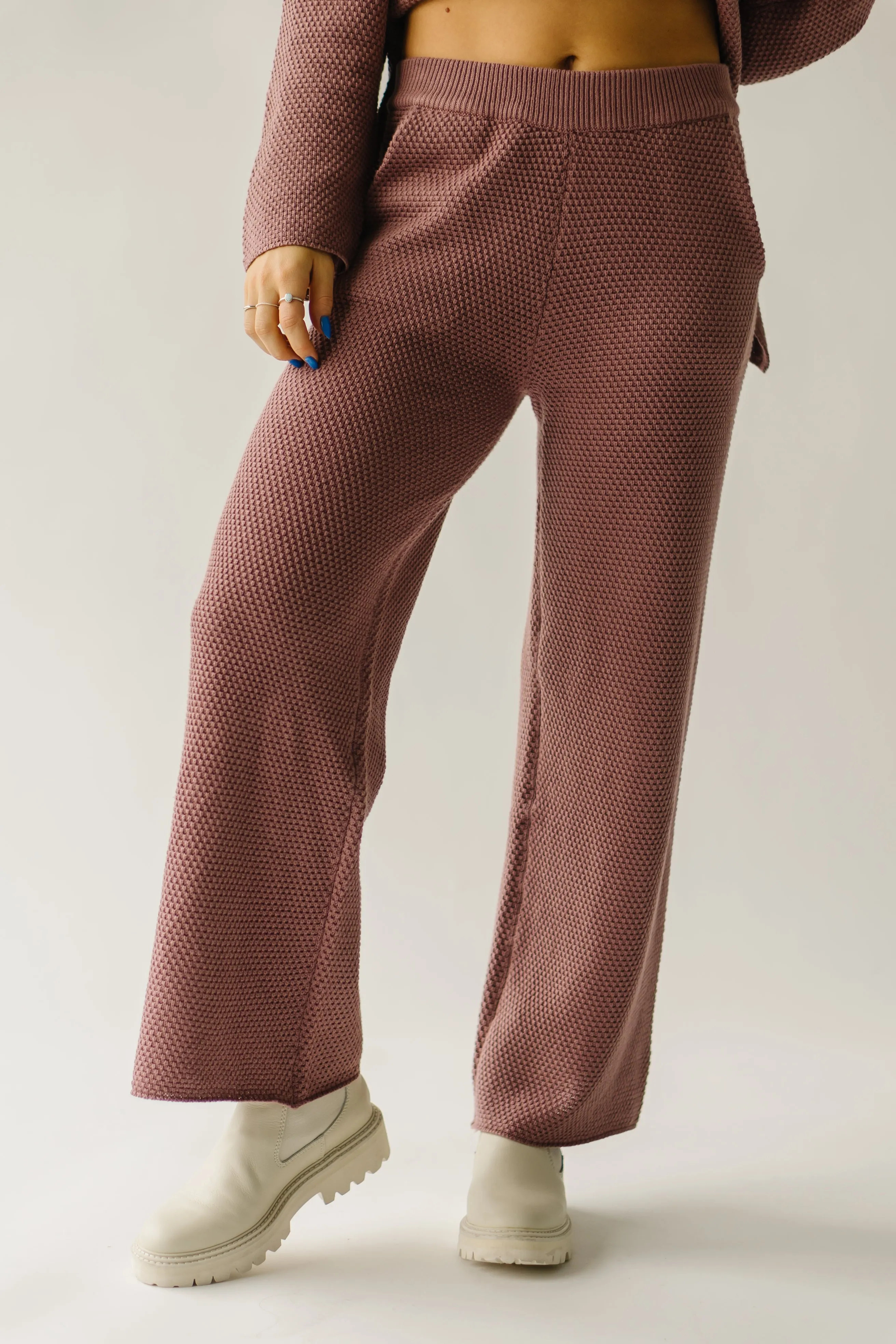 The Riker Wide Leg Sweater Pant in Mauve