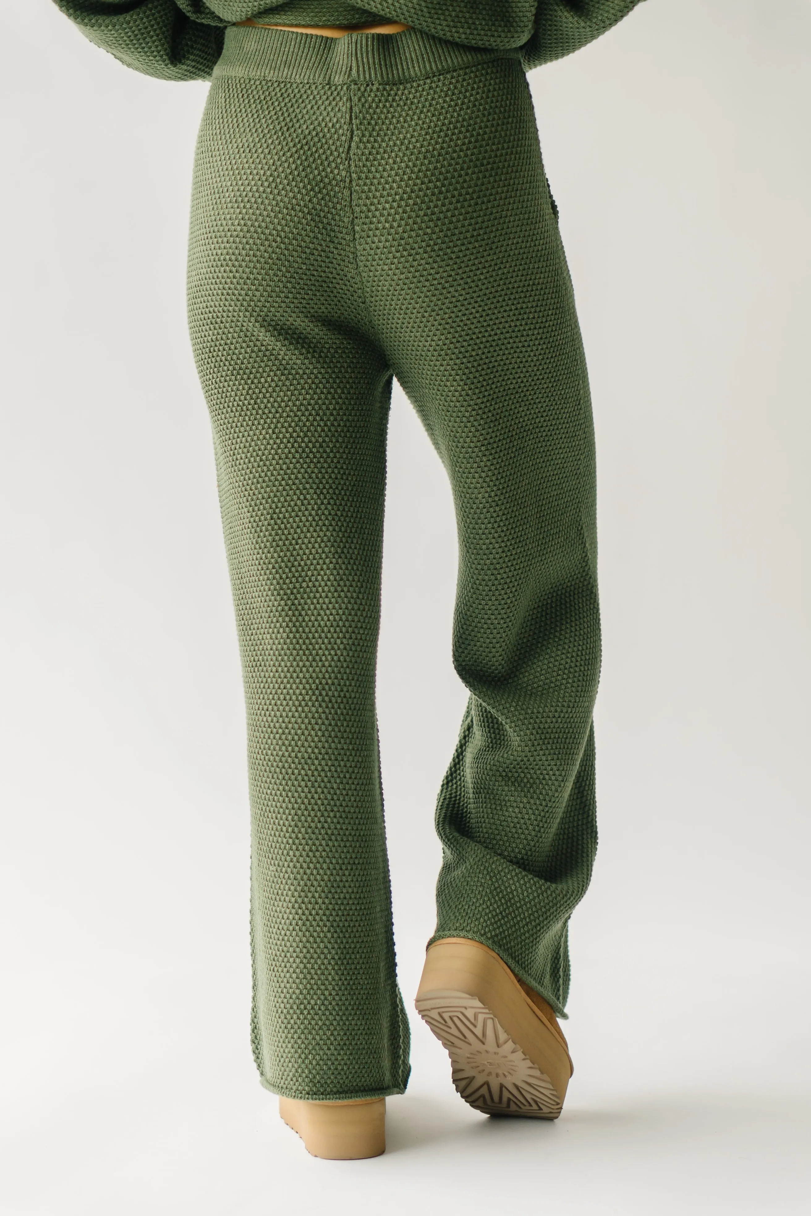 The Riker Wide Leg Sweater Pant in Olive