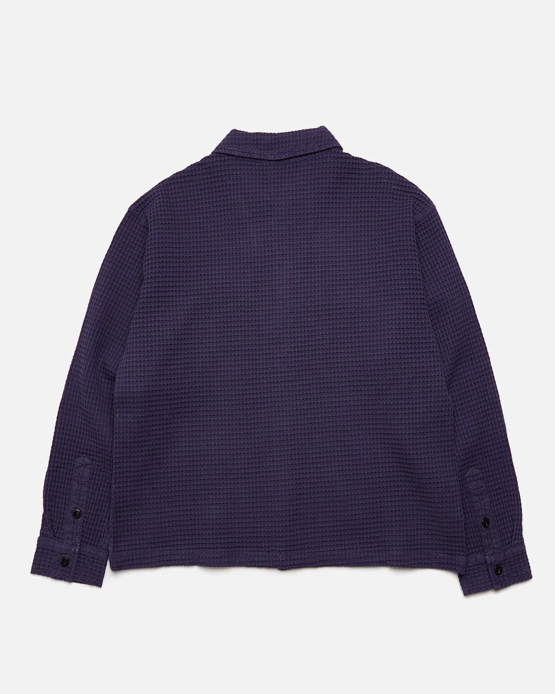 Waffle Button Front Shirt - Navy