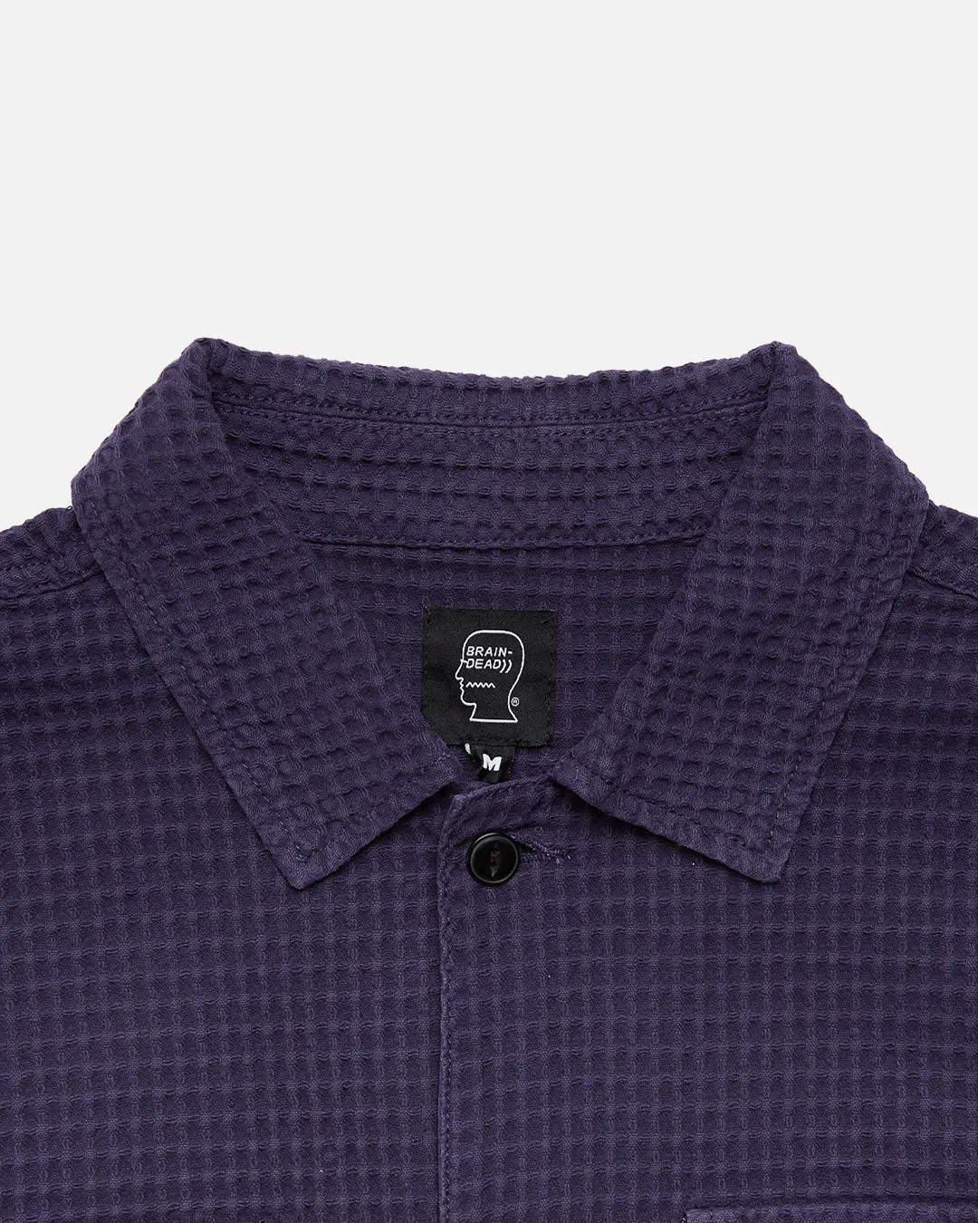 Waffle Button Front Shirt - Navy