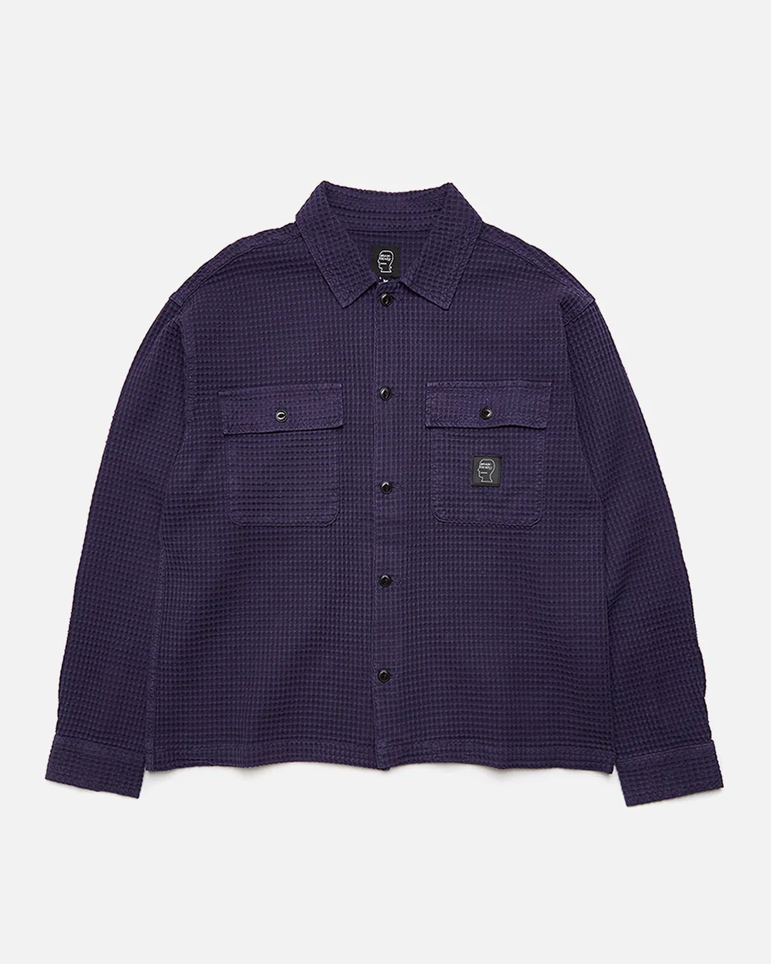 Waffle Button Front Shirt - Navy