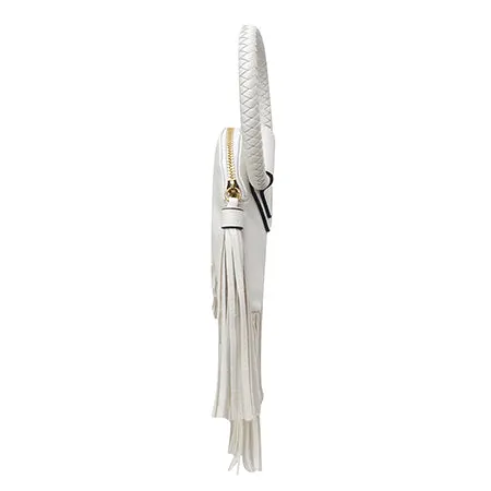 White NGIL Faux Leather Fringe Wristlet