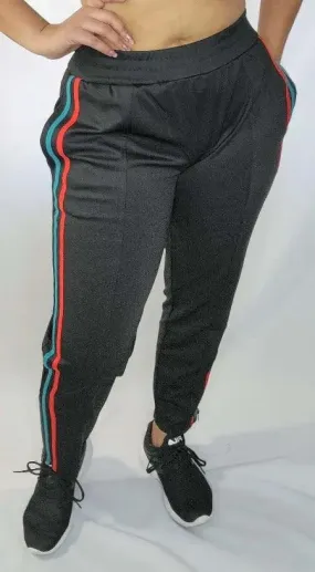 Women's Black Joggers | Elastic Waist, Bottom Zipper, Side Stripe