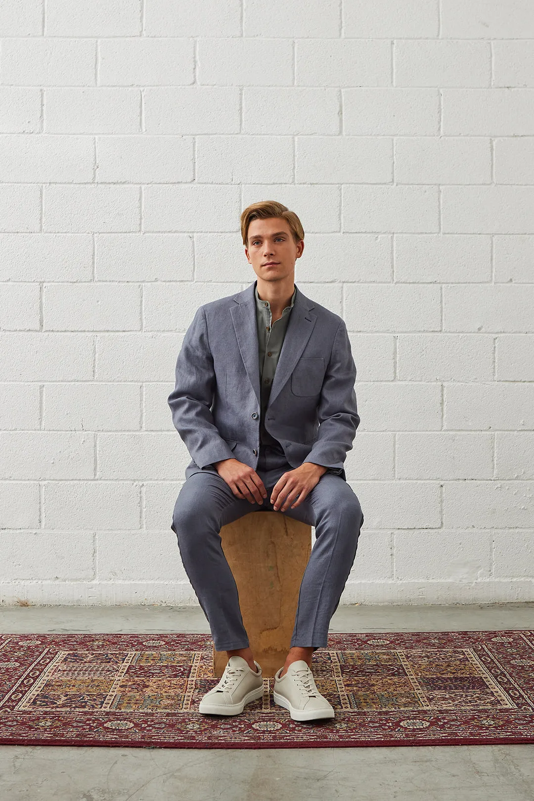 Yoshio Slate Grey Linen Suit Jacket